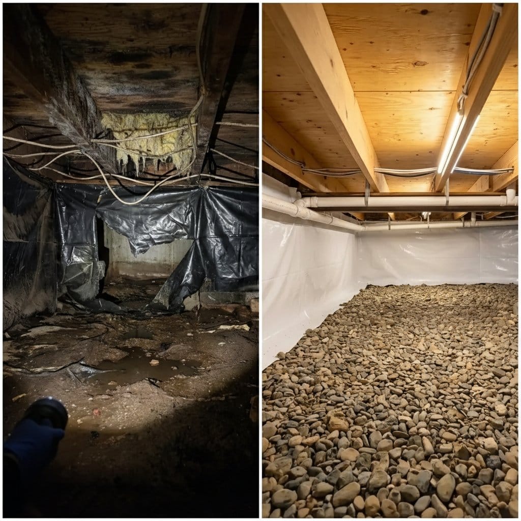 Saddle River Water Damage Restoration crawl space restoration before and after in Saddle River
